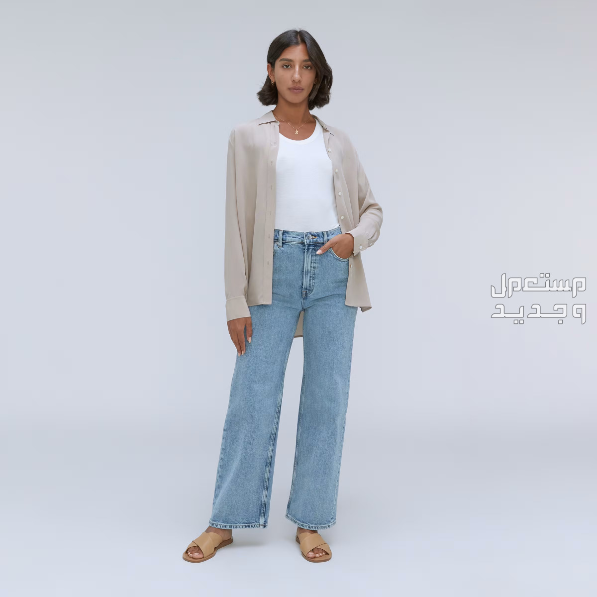 اجمل موديلات بناطيل جينز حريمي واسعة بنطلون جينز  everlane the way high sailor jeans