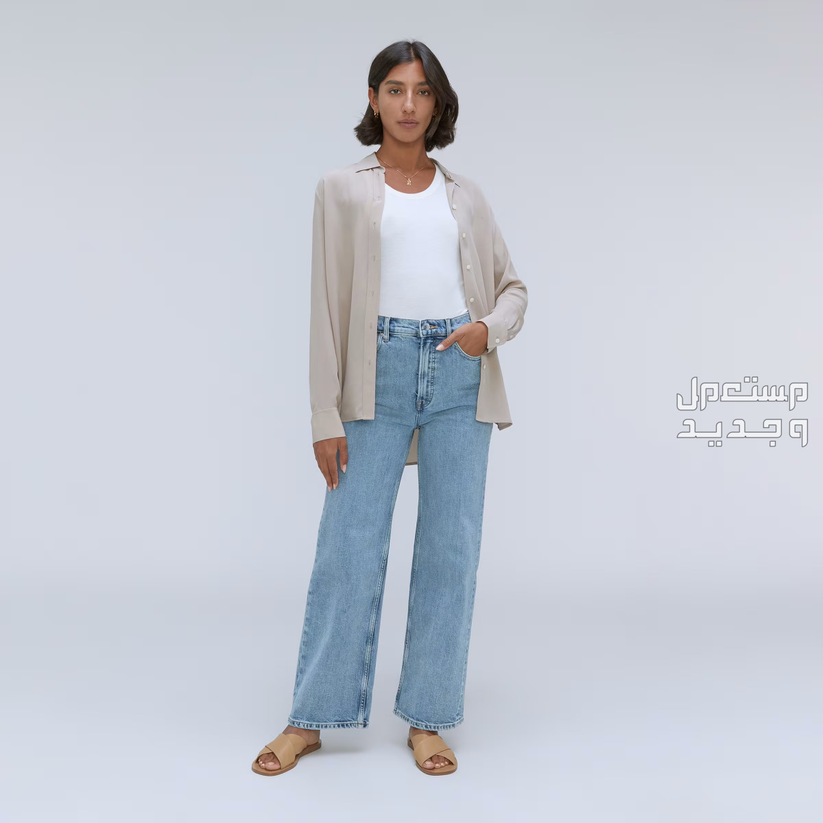 اجمل موديلات بناطيل جينز حريمي واسعة في السعودية بنطلون جينز  everlane the way high sailor jeans