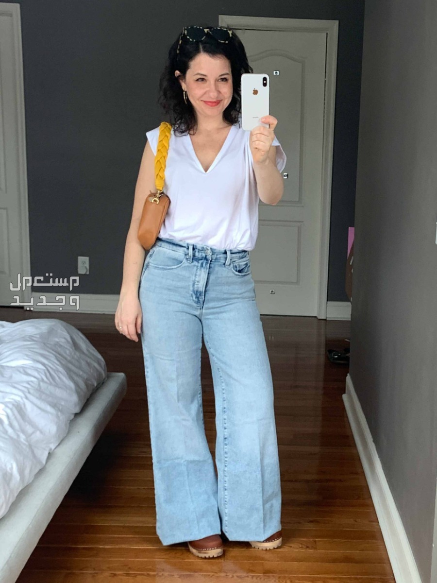 اجمل موديلات بناطيل جينز حريمي واسعة بنطلون جينز  good american good waist palazzo jeans