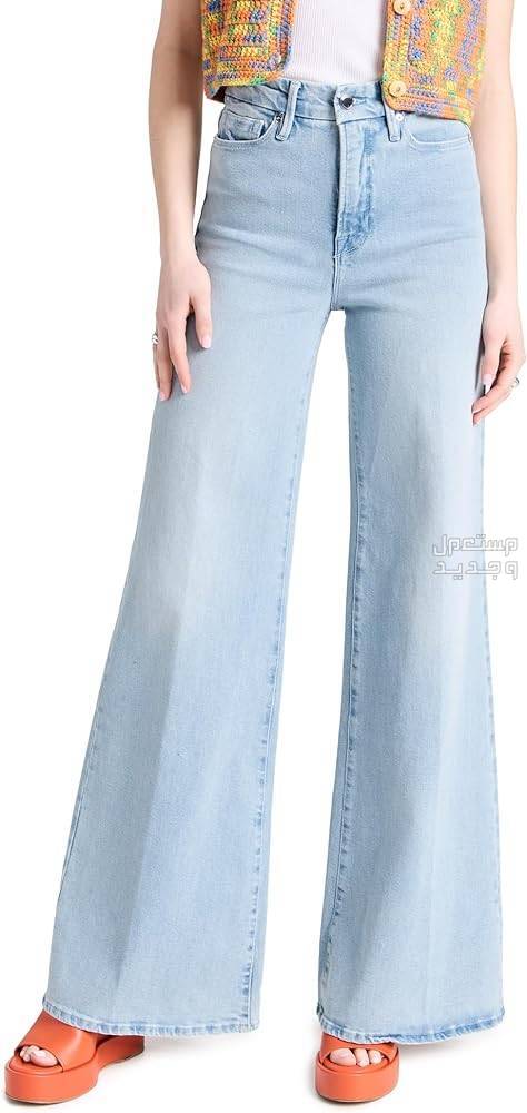 اجمل موديلات بناطيل جينز حريمي واسعة تفاصيل بنطلون جينز  good american good waist palazzo jeans