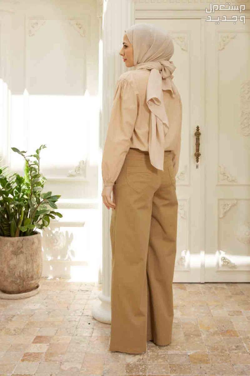 ملابس محجبات كاجوال موضة صيف 2024 في المغرب بنطلون جينز Wide leg