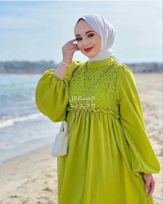 أجمل موديلات فساتين كاجوال طويلة للمحجبات في البحرين إطلالة ناعمة بفستان
