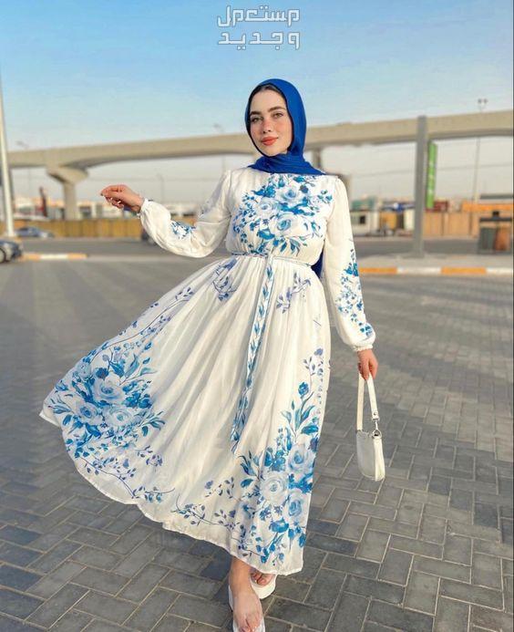 أجمل موديلات فساتين كاجوال طويلة للمحجبات في البحرين خفة وأناقة بفستان طويل