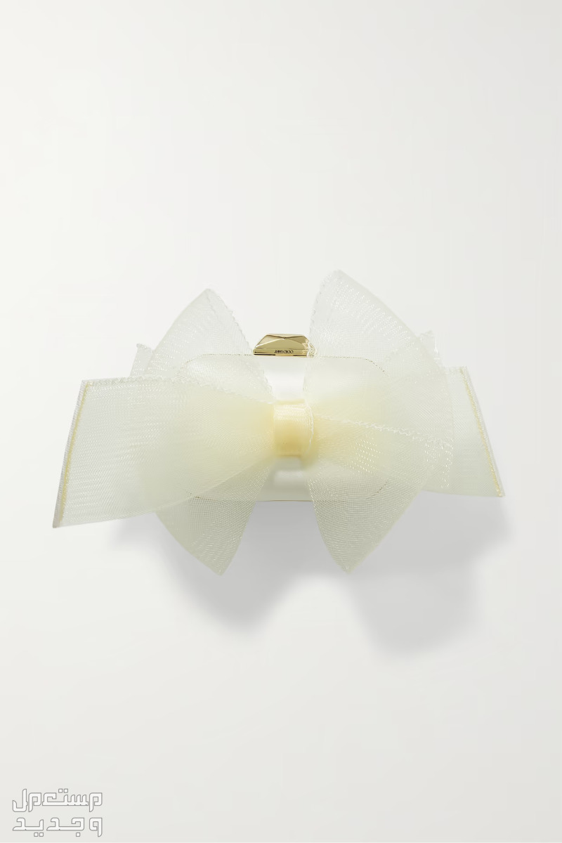 أحدث موديلات وصور شنطة عروس 2024 شنطة عروس Jimmy Choo Bow-Embellished Clutch