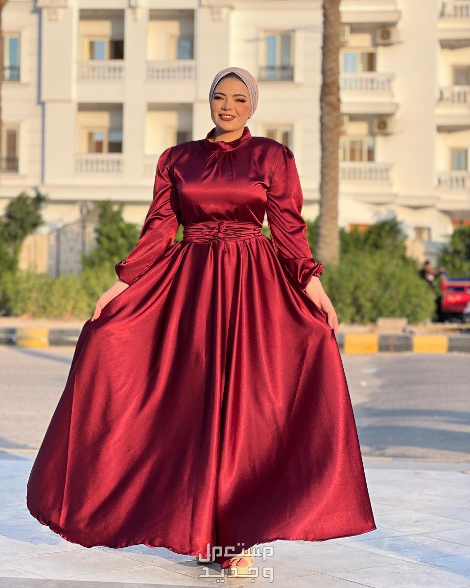 فساتين منفوشه محجبات موضة 2024 فساتين ستان سمبل