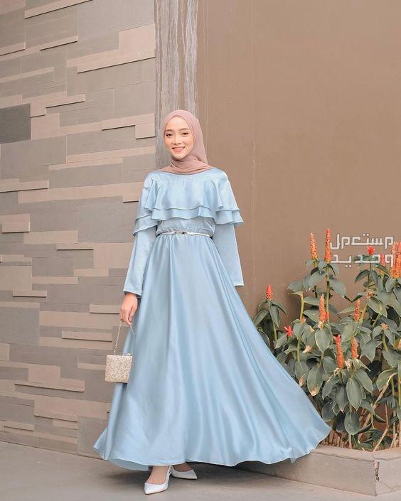 صور فساتين سهرة محتشمة للمحجبات فستان بسيط محتشم