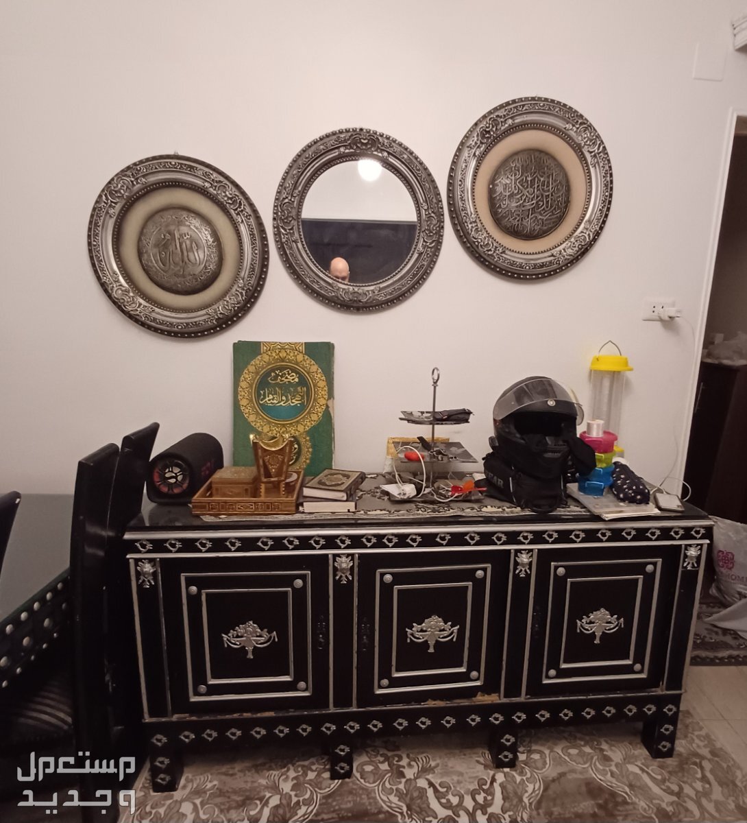 سفره 6 كراسي وبوفيه خشب زان للبيع