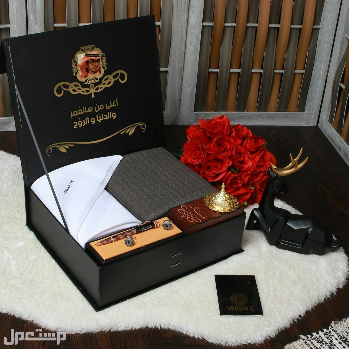 بكس قماش مع شماغ فرزاتشي الجديد مع مبخره وكبك الماركة