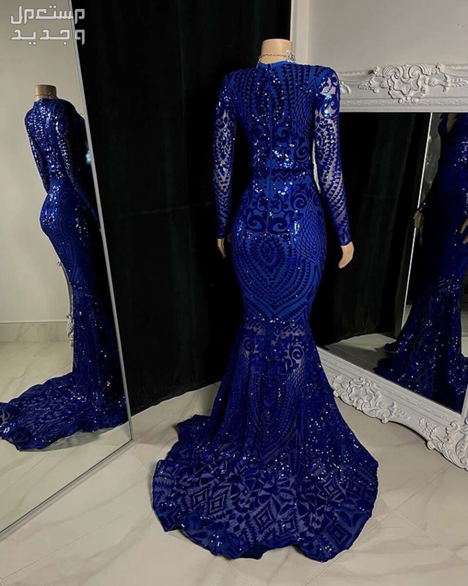 فساتين محجبات اعراس 2024 في الأردن فستان أزرق