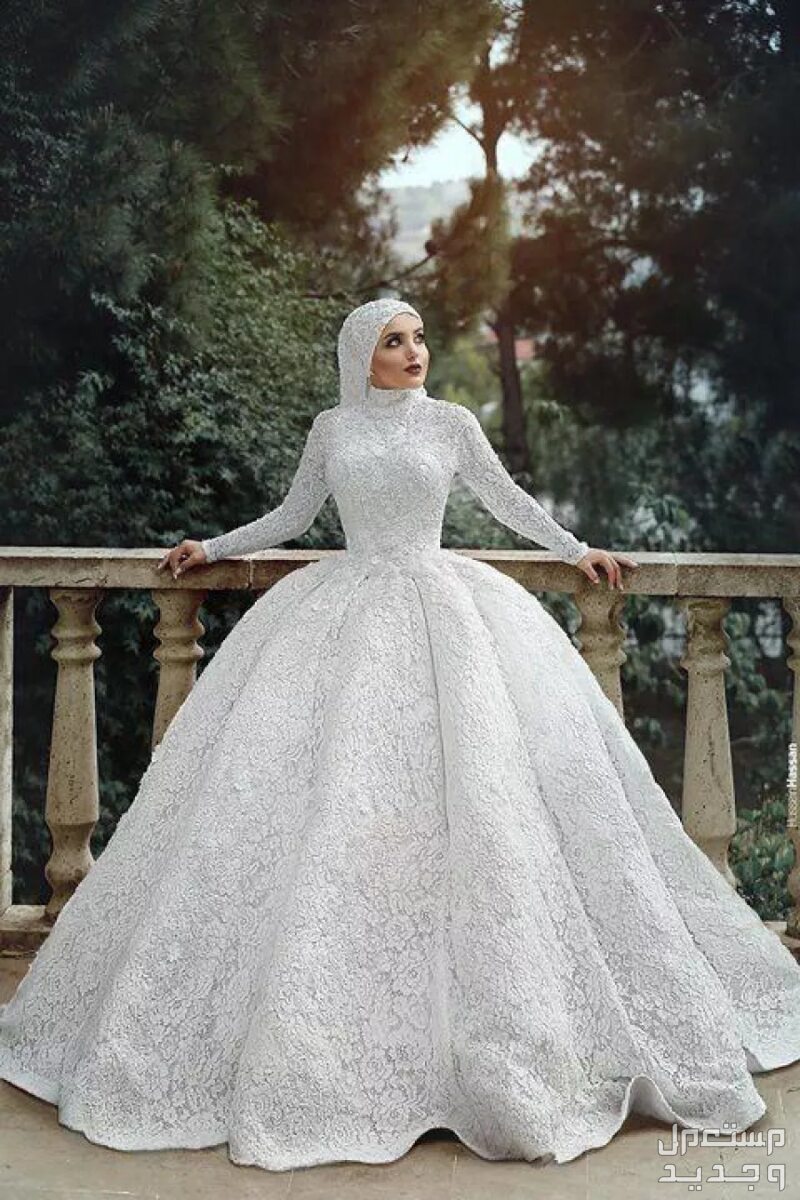 فساتين محجبات اعراس 2024 في مصر فستان زفاف فخم