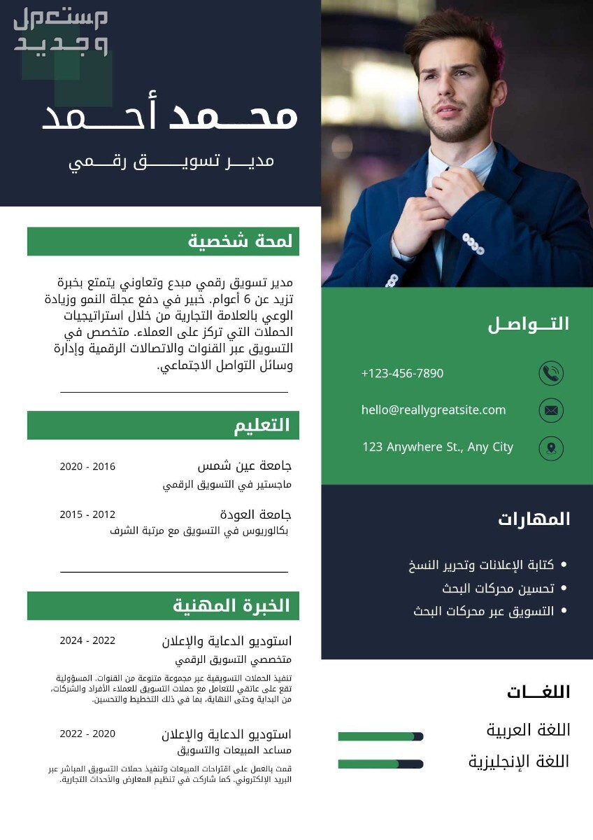 تصميم سيرة ذاتية CV إحترافية متوافقة مع نظام ال ATS  تصميم سيرة ذاتية باللغتين العربية أو الإنجليزية