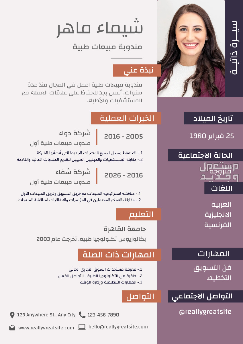 تصميم سيرة ذاتية CV إحترافية متوافقة مع نظام ال ATS  تصميم سيرة ذاتية باللغتين العربية أو الإنجليزية