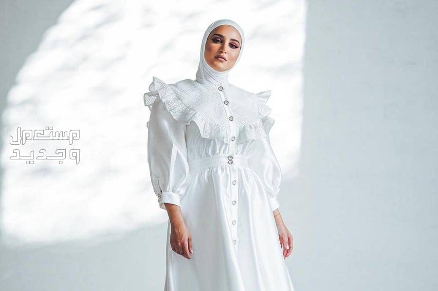 صور فساتين بيضاء طويلة للمحجبات فستان ابيض للمحجبات