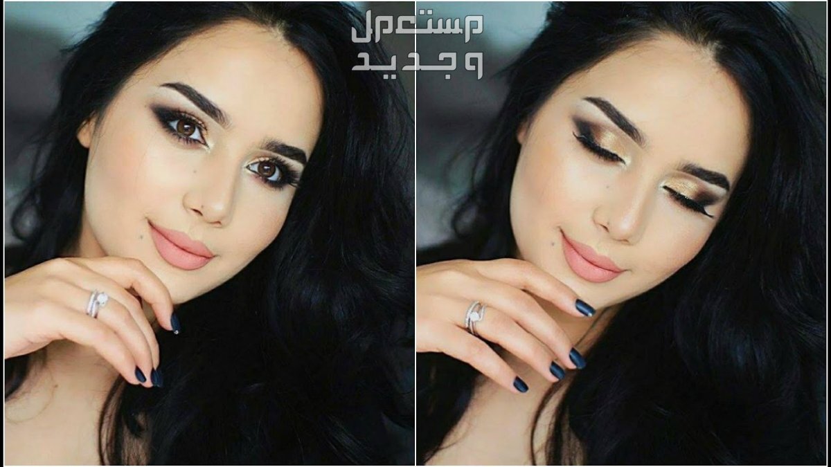 فساتين باللون الاسود سهرة مكياج عيون مع إيلاينر