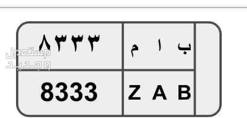 لوحة مميزة ب ا م - 8333 - خصوصي في المدينة المنورة بسعر 10 آلاف ريال سعودي