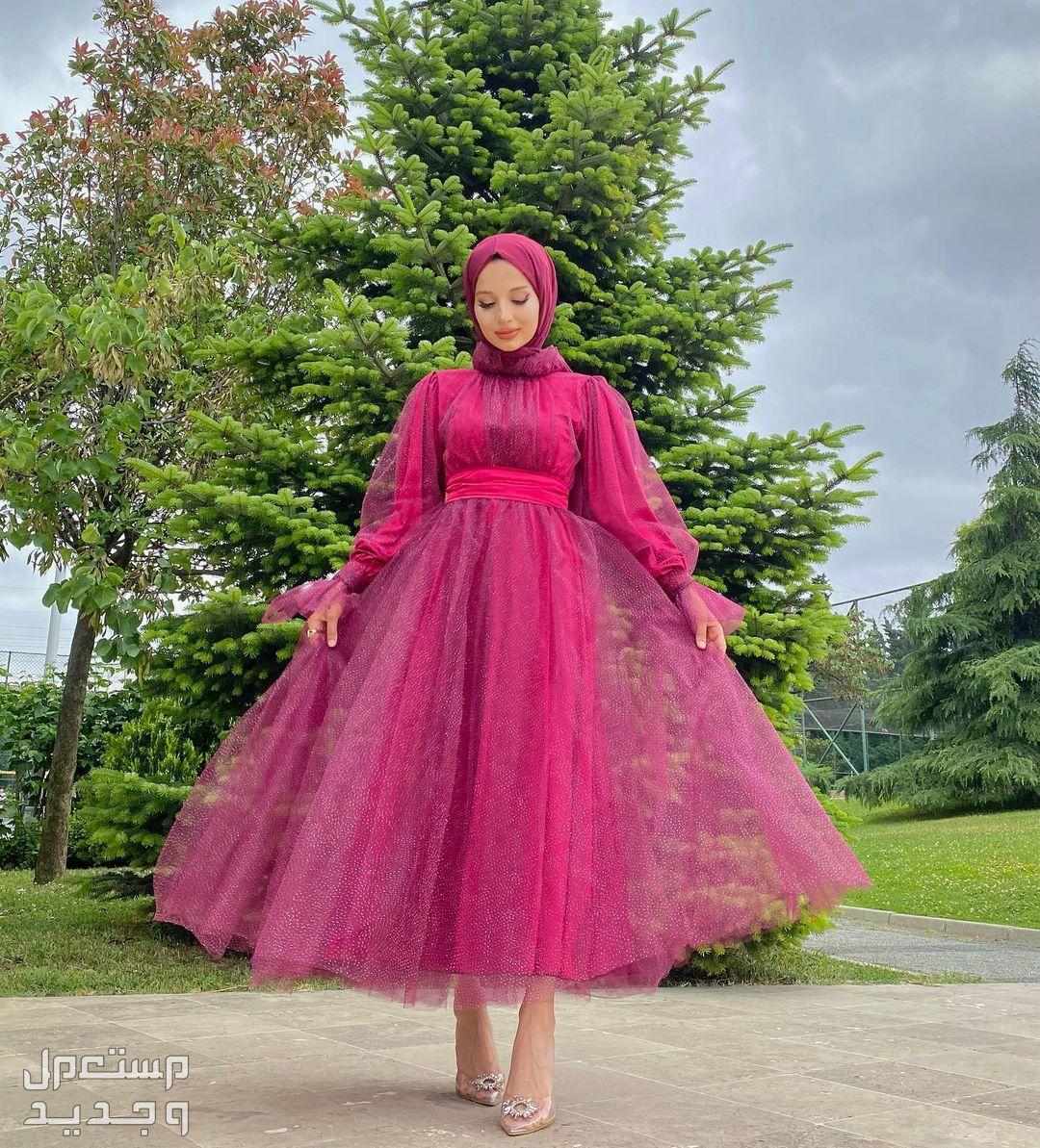 أفضل 20 فستان سواريه بسيط وشيك للمحجبات فستان منفوش