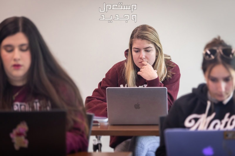 كيف تختار التخصص المناسب لك في الجامعة طالبة تنظر في اللاب توب الخاص بها