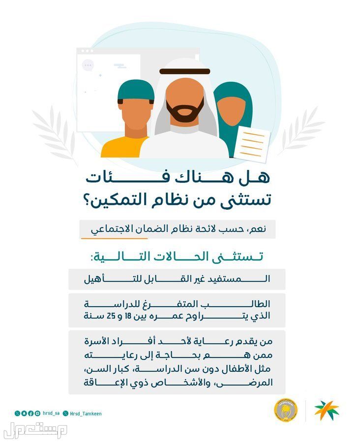 حقيقة استثناء فئات من نظام تمكين الضمان الاجتماعي 1446 فئات مستثناة من نظام تمكين الضمان الاجتماعي