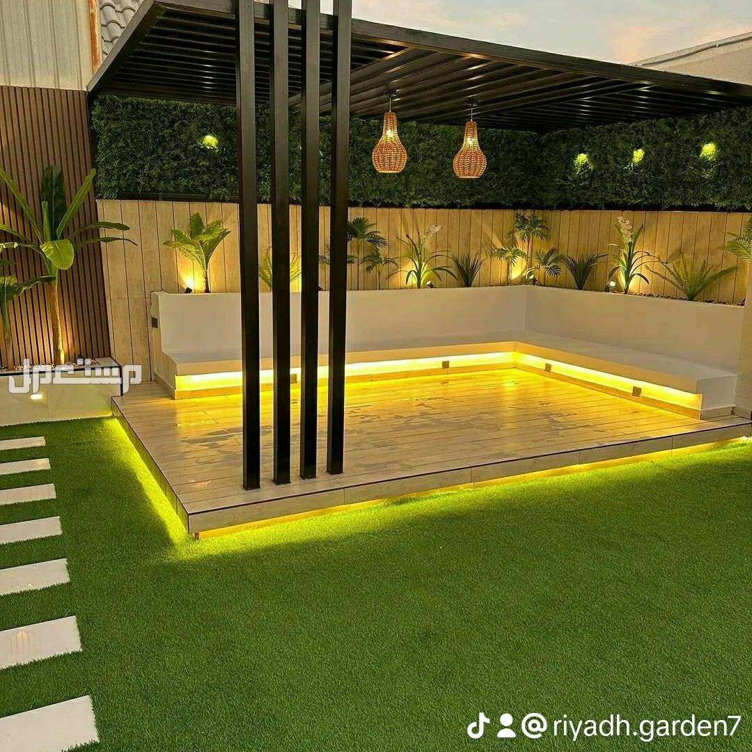 تصميم حدائق منزلية تصميم حديقة صغيرة مظلات شلال حوض زرع