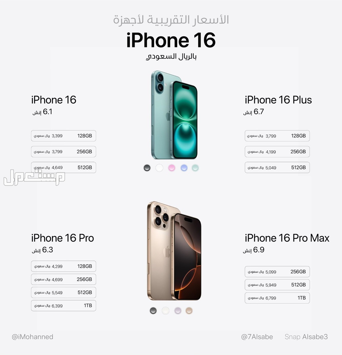 الأسعار الرسمية لهواتف ايفون iPhone 16 بالريال.. كل ما تحتاج معرفته سعر iphone 16