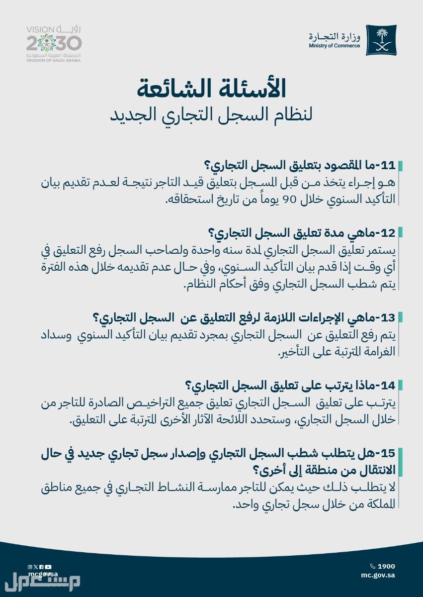 ما هو نظام السجل التجاري الجديد في السعودية؟ الشروط والتكاليف اسئلة شائعة حول نظام السجل التجاري الجديد