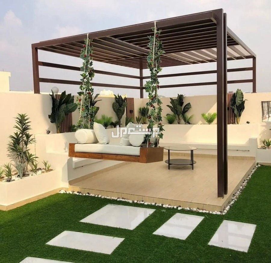 تنسيق حدائق جلسات مظلات