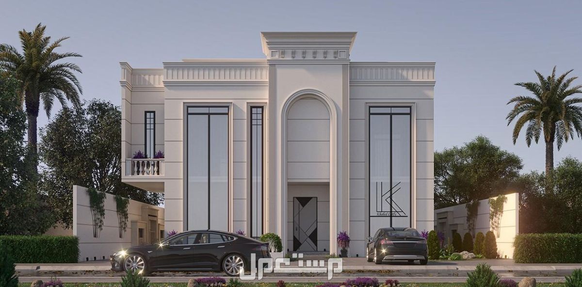 تصميم واجهات فلل ومباني مع اللاندسكيب الحوش داخلي وخارجي