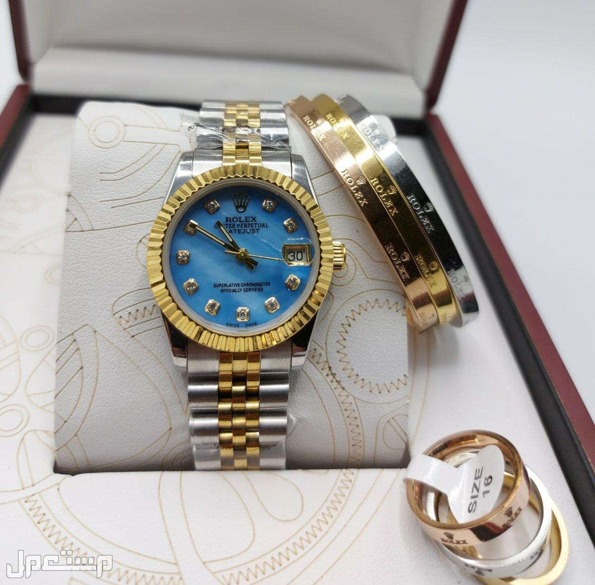 ساعات نسائي رولكس مع الاساور والخواتم جمله وتجزئه لطلب وتساب
0567420275