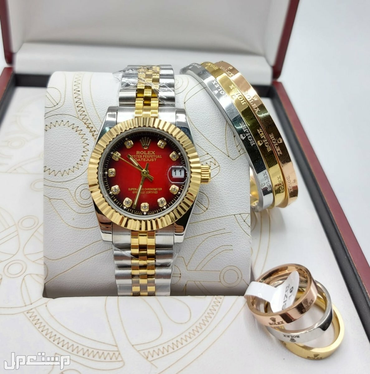 ساعات نسائي رولكس مع الاساور والخواتم جمله وتجزئه