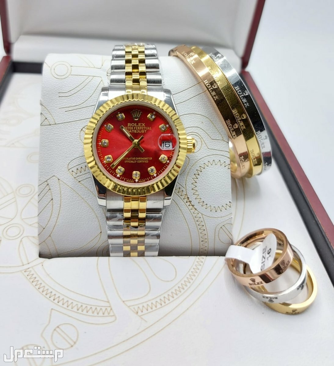 ساعات نسائي رولكس مع الاساور والخواتم جمله وتجزئه