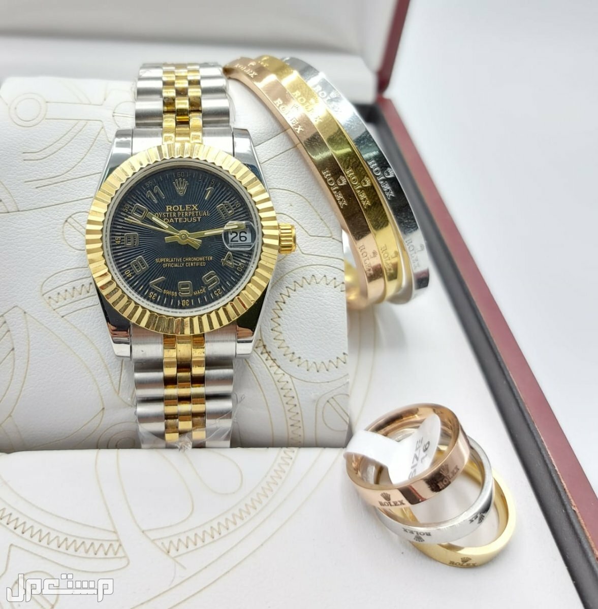ساعات نسائي رولكس مع الاساور والخواتم جمله وتجزئه