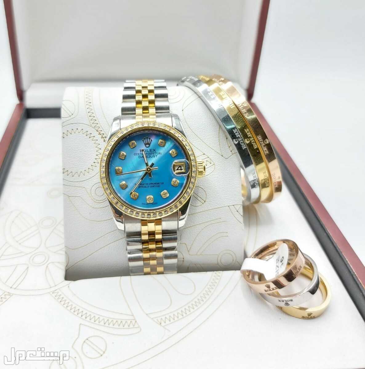 ساعات نسائي رولكس مع الاساور والخواتم جمله وتجزئه
