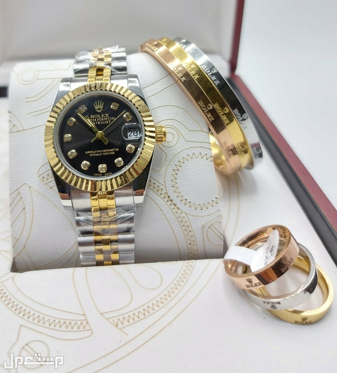 ساعات نسائي رولكس مع الاساور والخواتم جمله وتجزئه