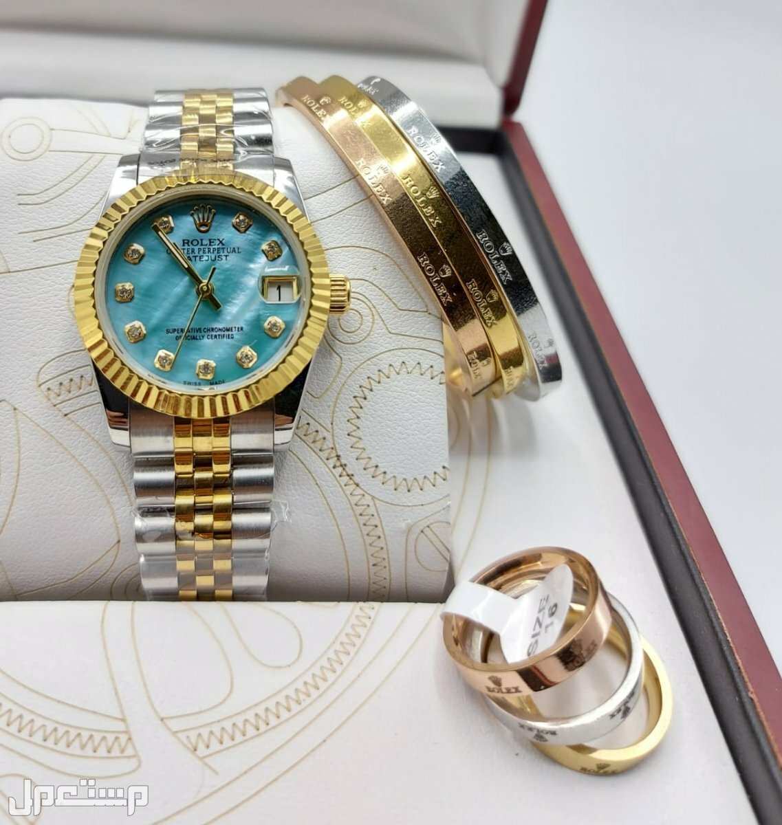 ساعات نسائي رولكس مع الاساور والخواتم جمله وتجزئه