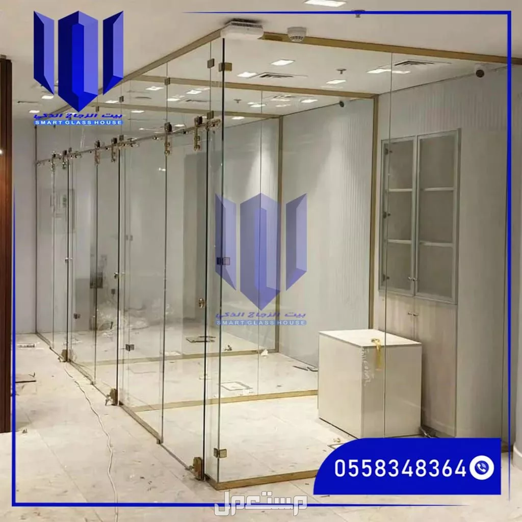 أبواب زجاجية مزدوجة في المكاتب أبواب زجاجية مزدوجة في المتاجر بجدة