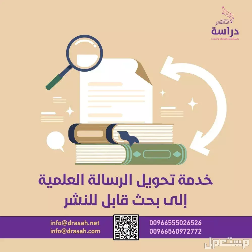 خدمة تحويل الرسالة العلمية إلى بحث قابل للنشر من شركة دراسة