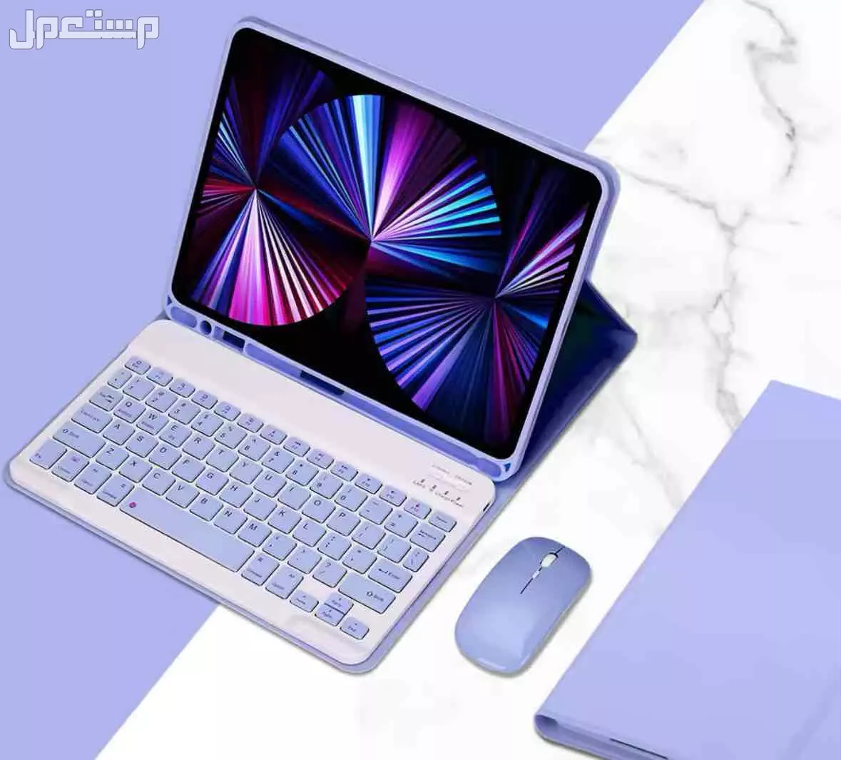 تابلت مع لوحه مفاتيح وماوس وغلاف التوصيل مجاني