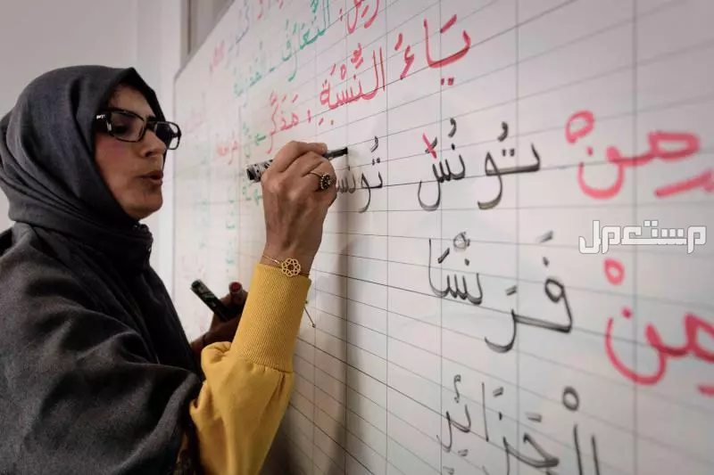 موضوع تعبير عن اليوم العالمي للغة العربية 2024 معلمة تكتب أسماء الدول باللغة العربية
