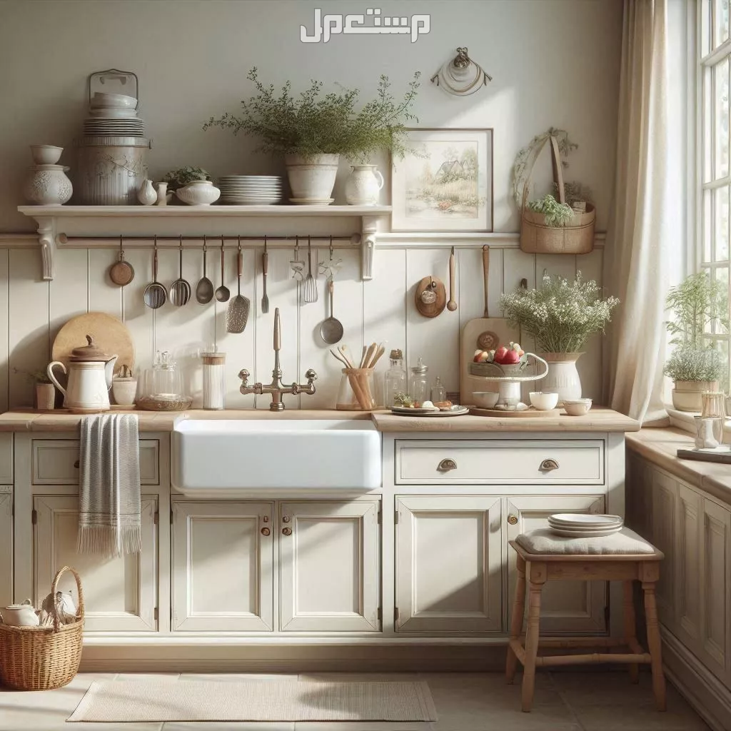 صور ديكورات مطابخ كلاسيك 2025 بتصاميم حديثة أنيقة أحواض منزلية على طراز المزرعة