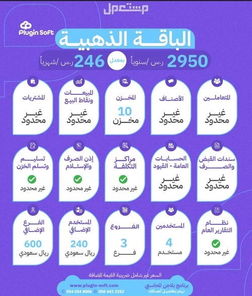 فاتورة ذكية وتقارير تفصيلية و ادارة للمخزون كل هذا واكثر مع بلاجن باشتراك يبدا من 550 ر.س سنويا
