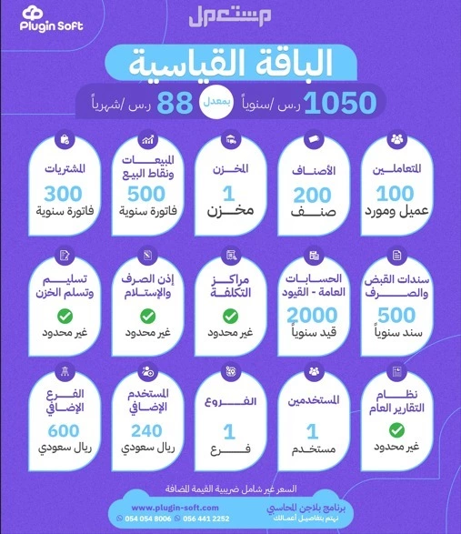 فاتورة ذكية وتقارير تفصيلية و ادارة للمخزون كل هذا واكثر مع بلاجن باشتراك يبدا من 550 ر.س سنويا
