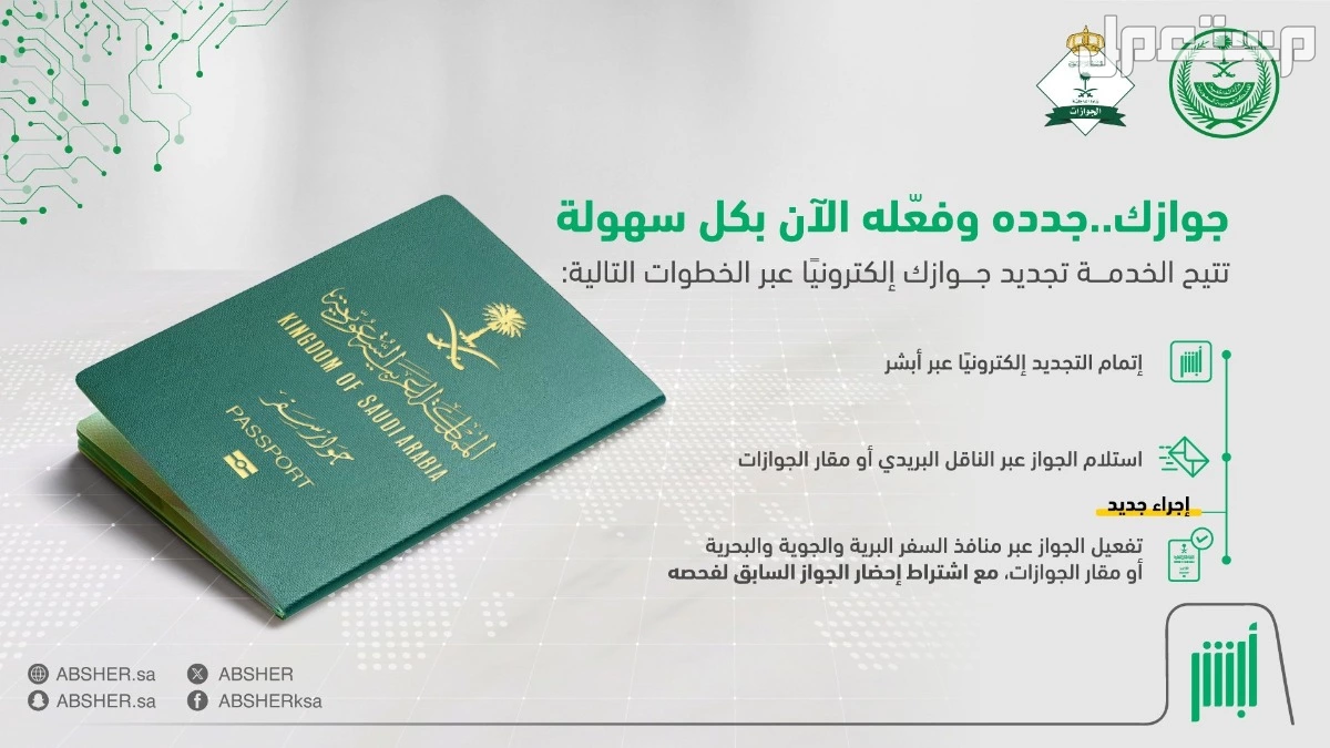 كيفية تجديد جواز السفر السعودي عبر أبشر 2025 والرسوم المطلوبة تجديد جواز السفر السعودي