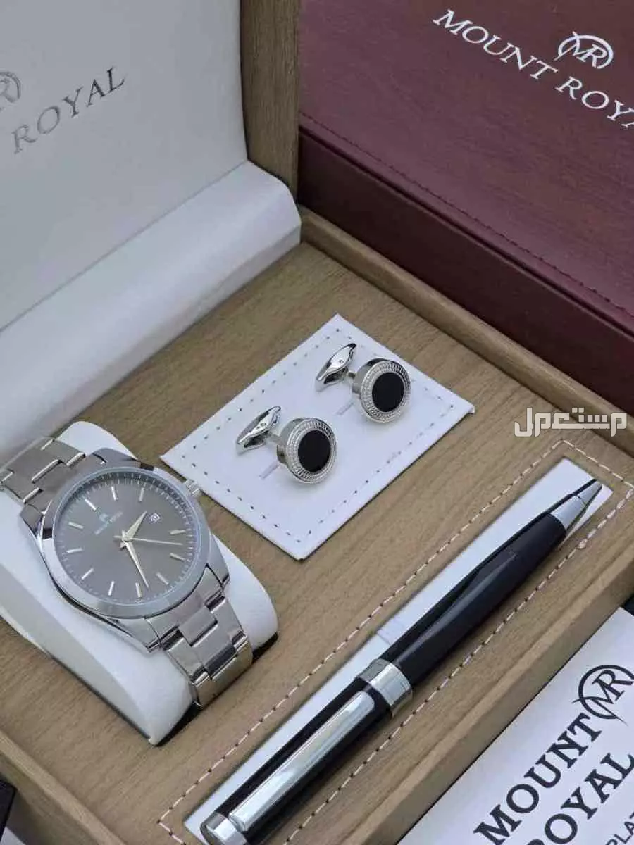 طقم ساعة مونت رويال رجالي مع ضمان سنة