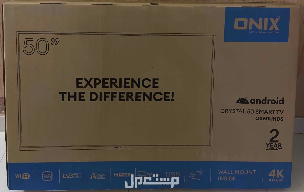عرض خاص 900 ريال شاشة ONIX 50 بوصة 4K سمارت مع حامل جداري في جدة بسعر 900 ريال سعودي