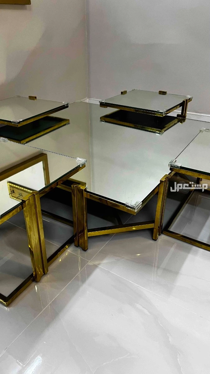 طاولات ستيل مذهب استعمال خفيف جديده