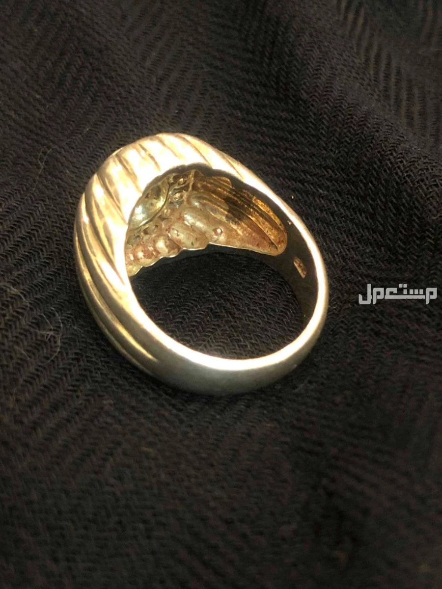 خاتم فضة ثقيل مرصع بحجر الزركون الأصلي
