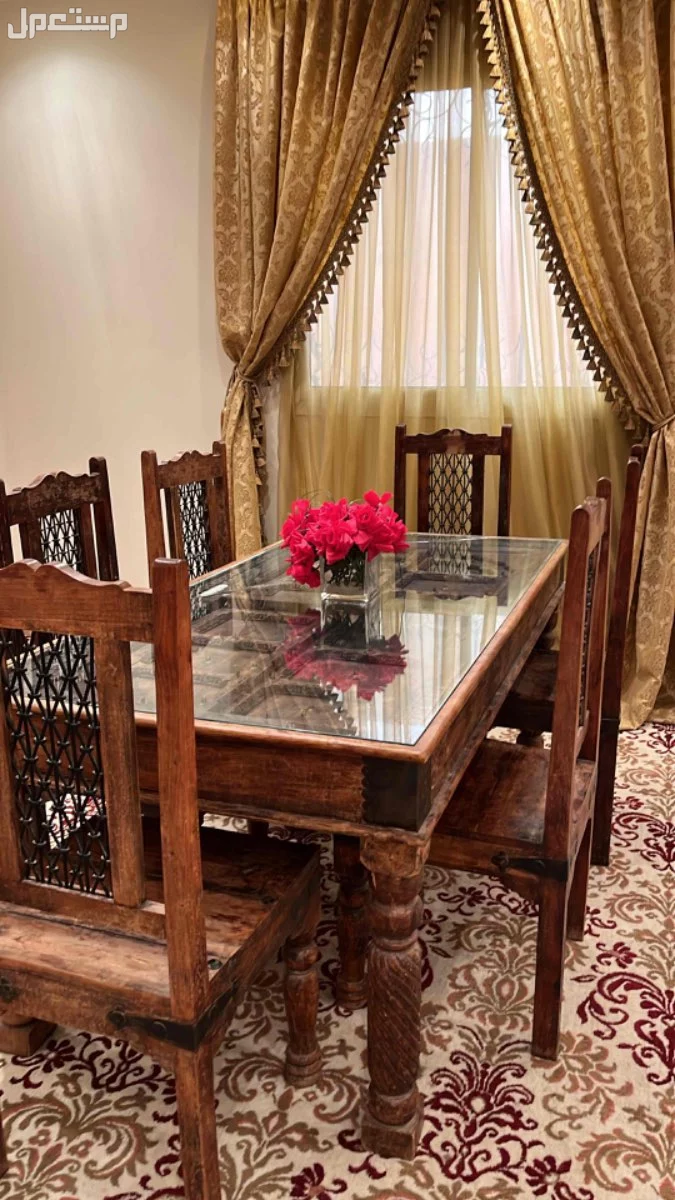 طاولة خشب مع 6 كراسي ، طاولة خشب مع 6 كراسي