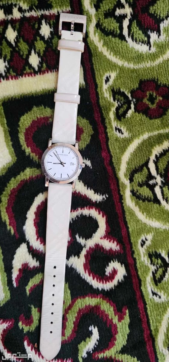 ساعة بربري سويسرية اصلية BURBERRY LADY WATCH WHITE NOVA CHECK DIAL SIGNATURE SLIM LEATHER BU1797
