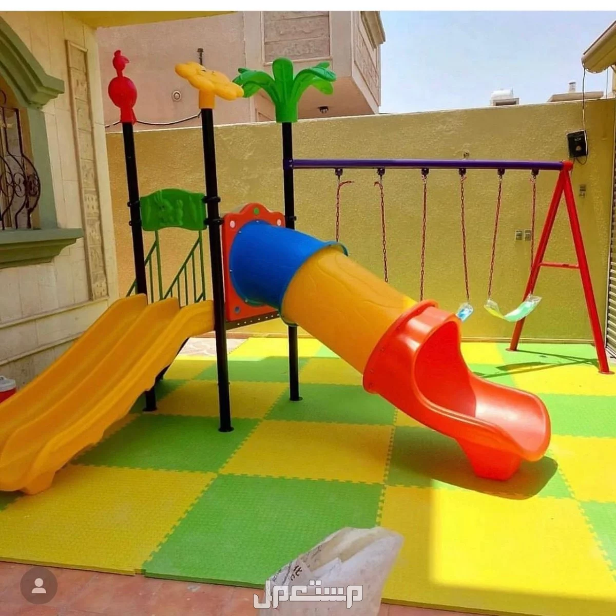 كراسي جلسات خارجية خشبية أو حديد تفصيل جاهز مديل جديد و مراجيح أطفال و زحاليق