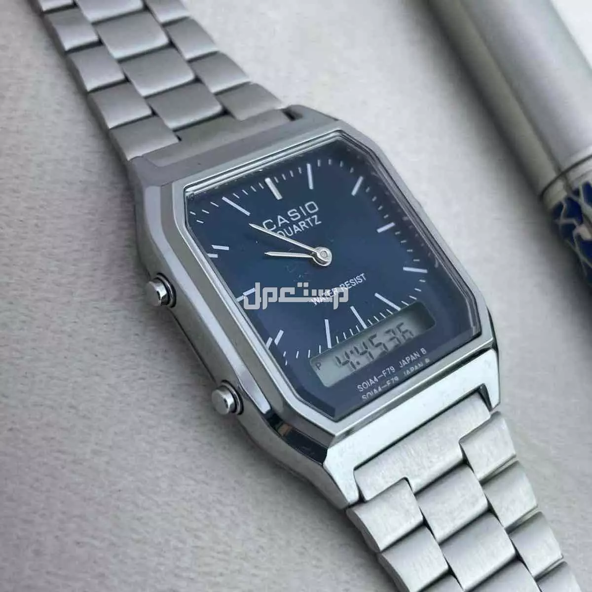 ساعة ماركة كاسيو رجالي طبق الاصل مع قلم كارتير هدية